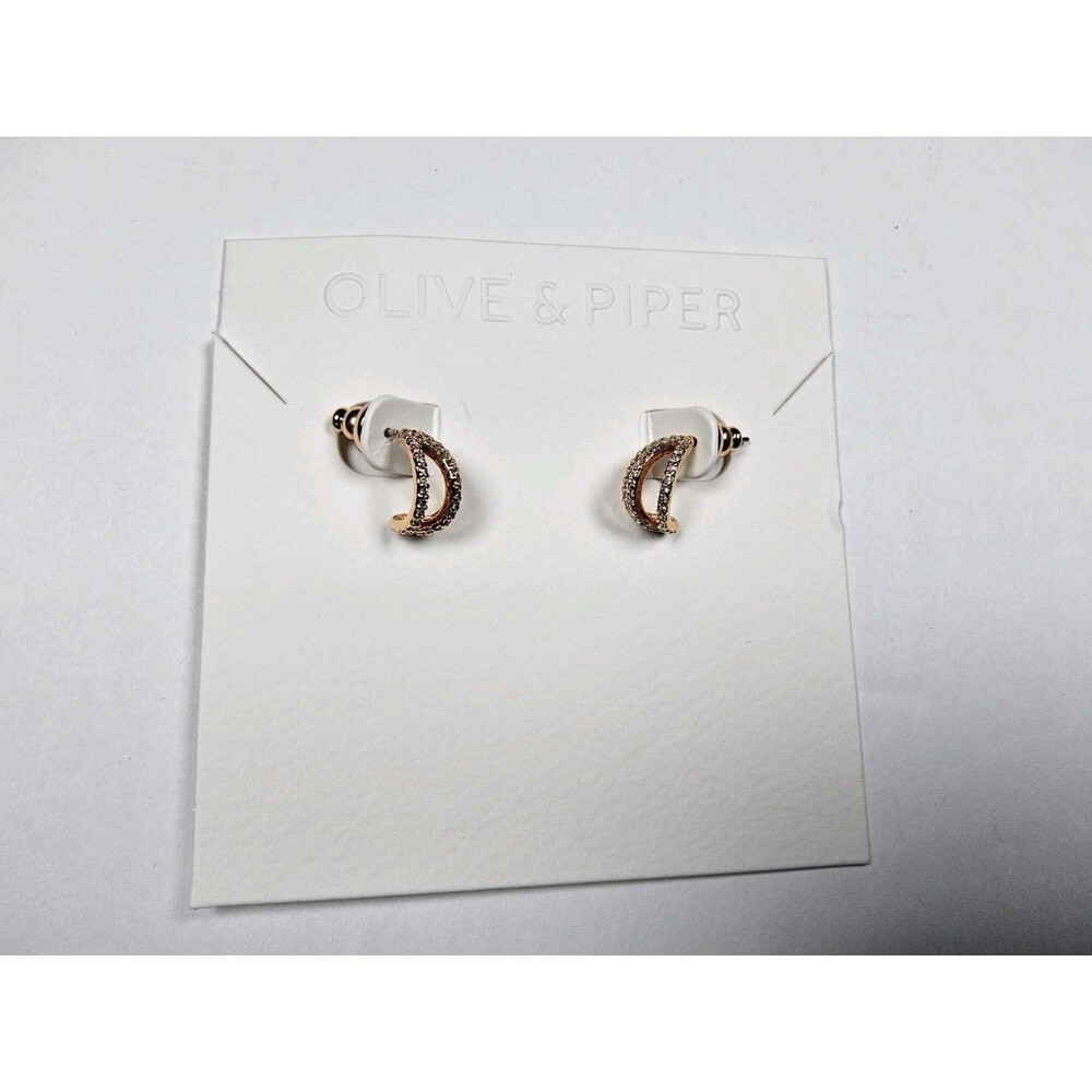 Olive & Piper Harper Huggie Hoops Rose Gold Titanium Posts